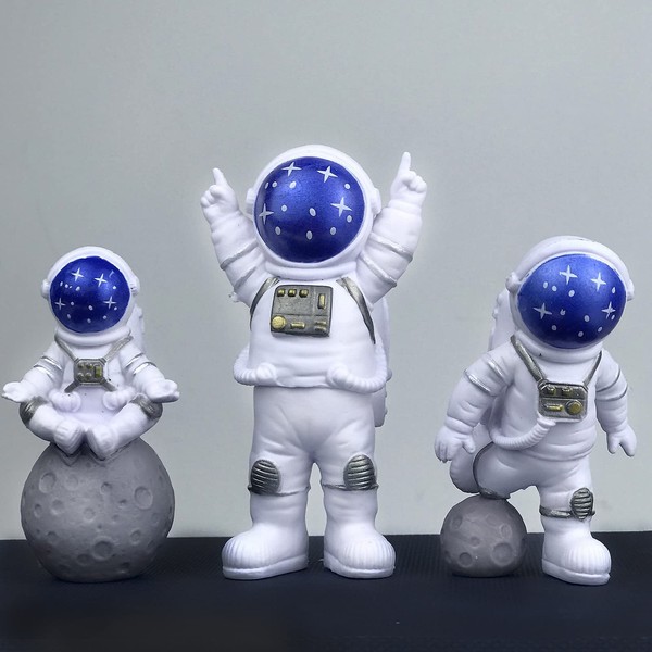 WINUSD 4 PCS Astronaut Figurine, Blue Astronaut Figure Toy Desktop