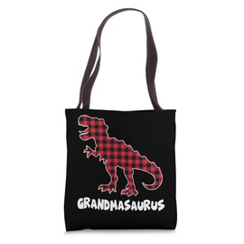 Red Plaid Matching Family Christmas Grandma Saurus Tote Bag