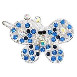 Teri's Boutique Cute Butterfly Rhinestone Pretty Women Hair Accessory Hair Pins Hair Clips (Blue)