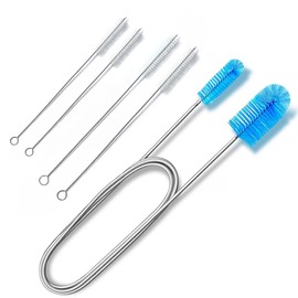 Cepillo de drenaje flexible de doble extremo, tubo de manguera con mango largo de acero inoxidable, limpiador de cerdas de nailon extra densas para tanque de peces, herramienta de lavado de cocina, 67 pulgadas y 2 cepillos de limpieza de pajita de 8 pulg