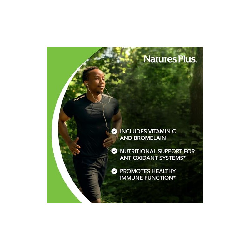 NaturesPlus Quercetin Plus con vitamina C y bromelana: 650 mg,