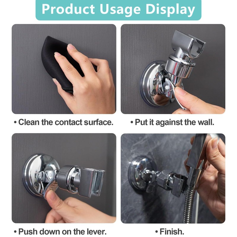 Shower Head Holder Suction Cup, 360° Rotatable Super Power Waterproof