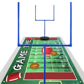 5 PCS Large Football Party Goal Post Decoration Kit with 2 PCS 15.75 in Field Goal Posts 1 PCS 59 in Court Table Runner 2 PCS 3.35IN Footballs for Football Theme Party Supplies