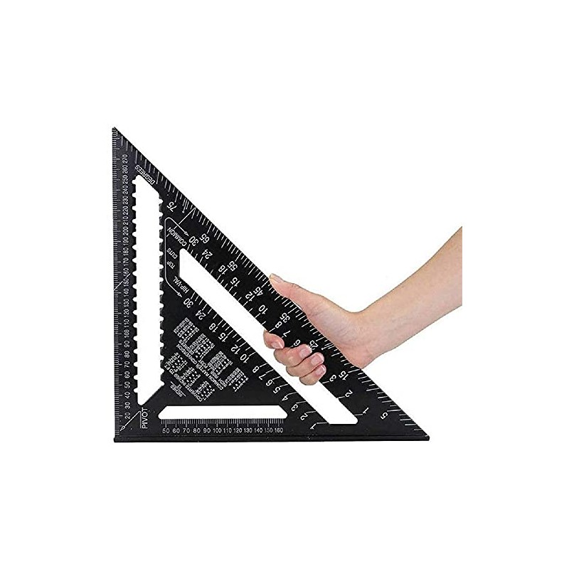 Hezhu 12" Ruler Metric Aluminum Alloy Speed Square Roofing Triangle
