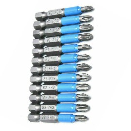 Unbranded 12Pcs 50mm S2 Steel Single-Sided Hexagonal Shank Magnetic Screwdriver Bit Set