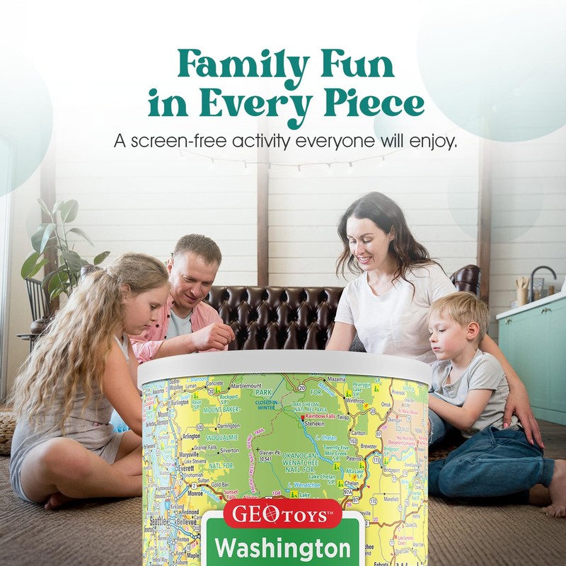 Geotoys Washington Mini State Puzzle – 100 Piece Puzzles for