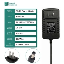 12V 1.5A AC Adapter Power Supply 100-240V 50-60Hz AC to DC 12 Volt 1.5 Amp Switching Supply AC/DC Converter Transformer DC Plug 5.5 x 2.1mm / 2.5mm for LED Strip Light CCTV Camera Router etc ﻿ ﻿