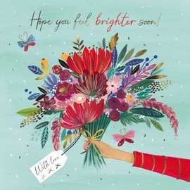 Hope You Feel Brighter Soon! Floral Get Well Greeting Card Almanac Florrie Cards SQOI0075