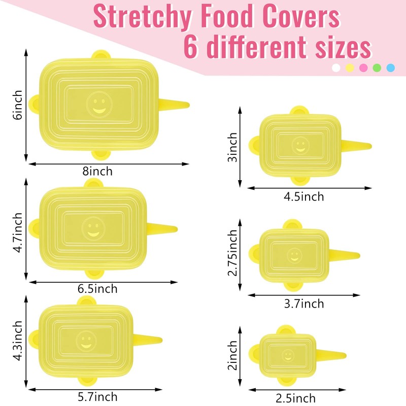 30 Pieces Silicone Stretch Lids Rectangle Reusable Silicone Lids Microwave
