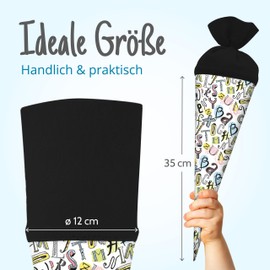 itenga Sibling School Cone 35 cm Motif Formulas or Letters Gift Packaging Small School Cone for Students for Starting School Training Study (Motif Letters)