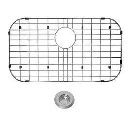 26x14” Sink Protectors for Kitchen Sink, Metal Sink Rack for Bottom of Sink Rear Drain Hole, Stainless Steel Sink Protector for Kitchen with Sink Strainer (Inseparable, 26"X14", Rear Drain)