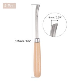 uxcell Wood Chisels Carving Knife, 10mm Chrome Plated 45# Carbon Steel Curved Half-round Tip Woodworking Hand Tool Graver 165mm (6.5-Inch) Length, 4pcs