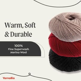 Yarnalia Wooly Merino Worsted Weight Yarn for Knitting - Ultra-Soft, Unscratchy | Composed of Superwash Merino Wool - Expertly Spun for Durability, Easy Care (2-Pack, 100g/219yd Each, Shadow)