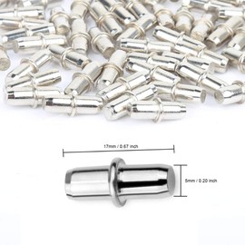 FANDAMEI 50 Pack Shelf Pins, Metal Nickel Support Pegs Cabinet Support Pins for Furniture Shelves Bracket