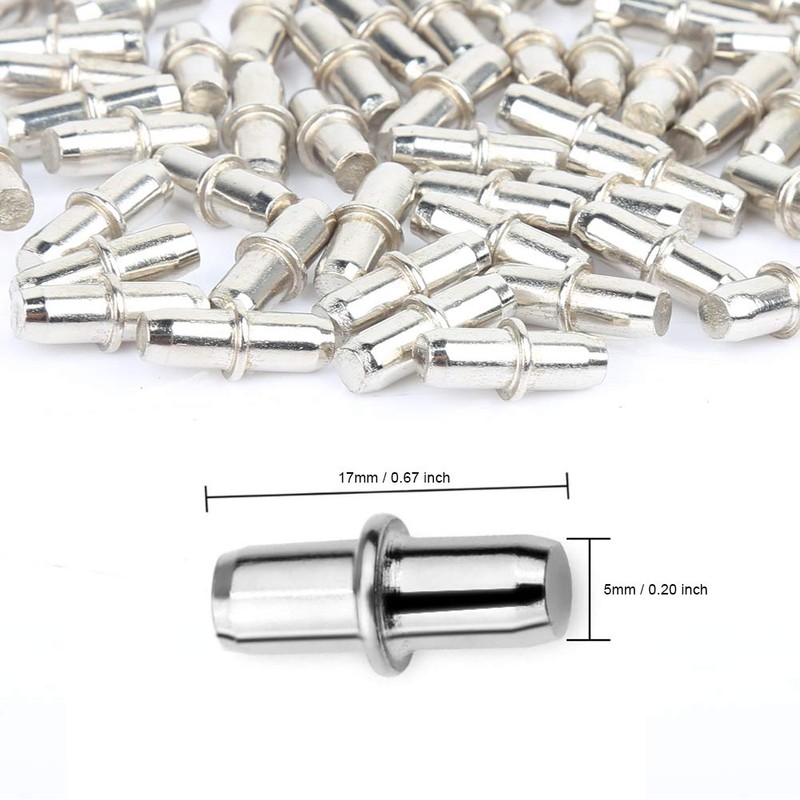 FANDAMEI 50 Pack Shelf Pins, Metal Nickel Support Pegs Cabinet