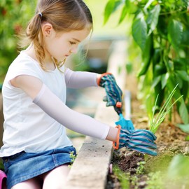 SATINIOR 6 Pairs Kids Cooling Arm Sleeves Youth Sun Protection Compression Forearm Sleeves for Boys Girls (White)