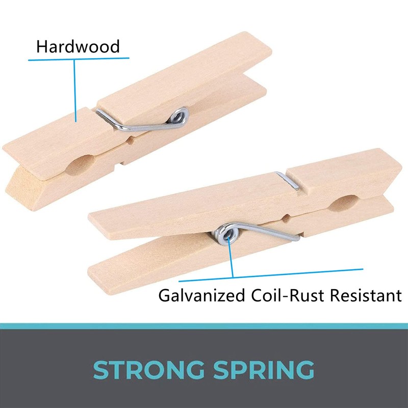 100pcs Clothes Pins Wooden Clothespins 3inch Heavy Duty Wood Clips