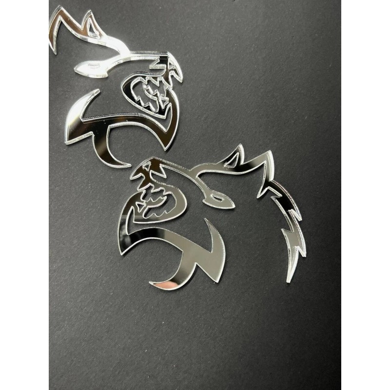 Emblem Badge Mirror Wolf Badges Emblem Car/Truck, (2) BADGES, Fender