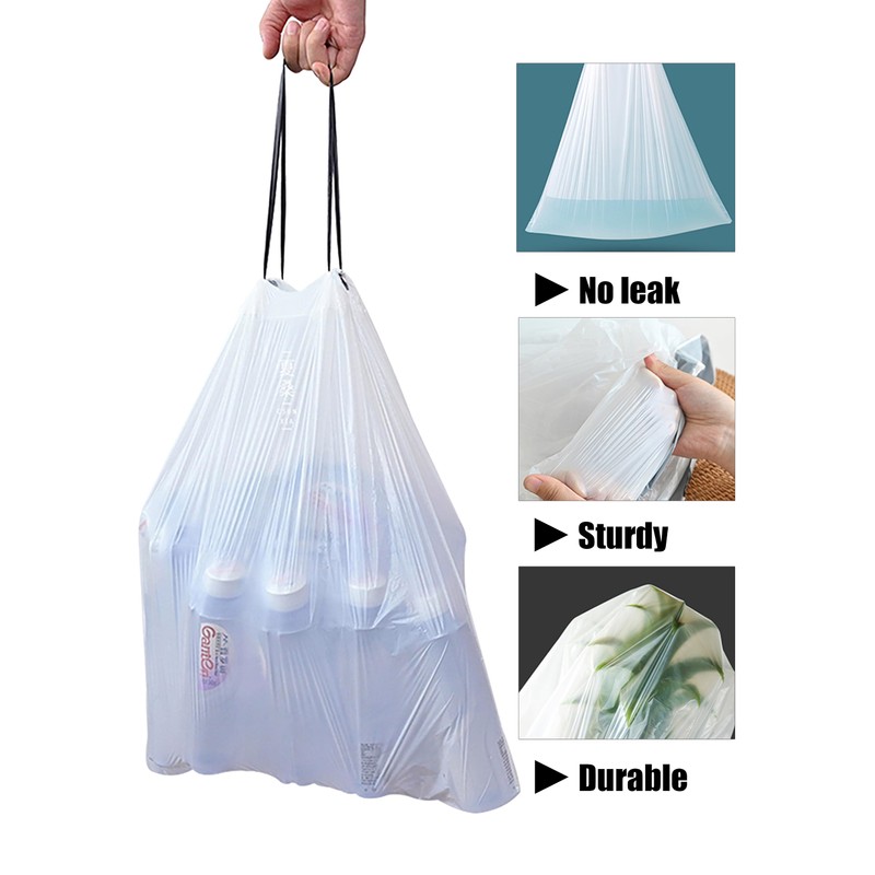 取っ手付きゴミ袋 100枚 10l 白 半透明 強 取り出しやすい 収納 臭わない エコ素材