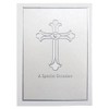 Iconikal Baptism Christening Invitation Card Set with Envelopes, Silver Cross,