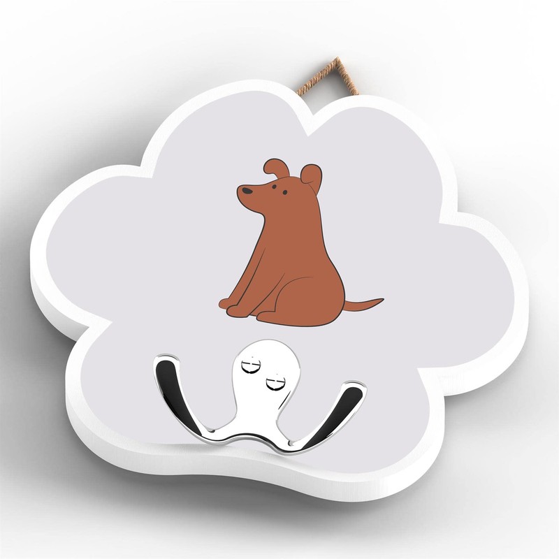 Global Designs DOG PET THEMED HOME DECORATIONS PAWPRINT HOOK WOODEN