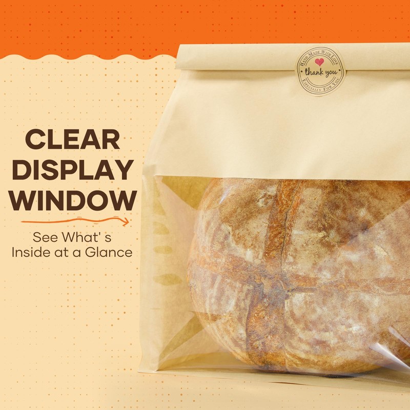 50 Pcs Peyiuio Bread Bags for Homemade Bread with Window,