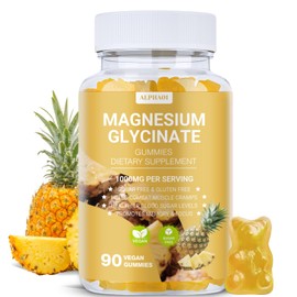 ALPHA01 Magnesium Glycinate Gummies 1000mg, Non-GMO, Gluten-Free, Magnesium Supplement Gummies for Adults & Kids, Sleep, Relaxation & Focus, Pineapple Flavor, 90 Count