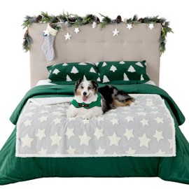 Lesure Waterproof Dog Blanket for Large Dogs - Washable Double Sided Dog Blankets with Warm Jacquard Shag and Soft Sherpa Fleece, Pet Cat Blanket for Bed Couch Protection, 3D Textured Star, Grey