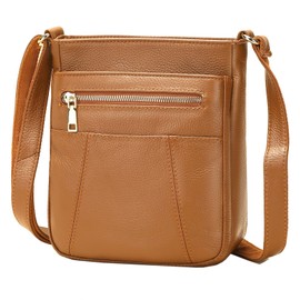 NIUCUNZH Genuine Leather Crossbody Bags Womens Lightweight Shoulder Purse ladies Small Hobo Handbag Brown