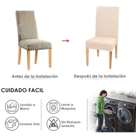 HomeChi Funda para sillas 6 Piezas, Elástica Fundas sillas Removibles Y Lavables Poliéster Cubrir Duradera Modern Bouquet de la Boda Hotel Decor Restaurante (Blanquecino, 6 PCS)