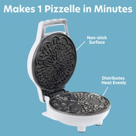 Mini Electric Holiday Pizzelle Maker- Makes 1 Personal Tiny Sized 4" Traditional Italian Waffle in Minutes- Nonstick Iron Press w Recipes- Dessert Cookie Treat or Housewarming Baking Xmas Gift for Her