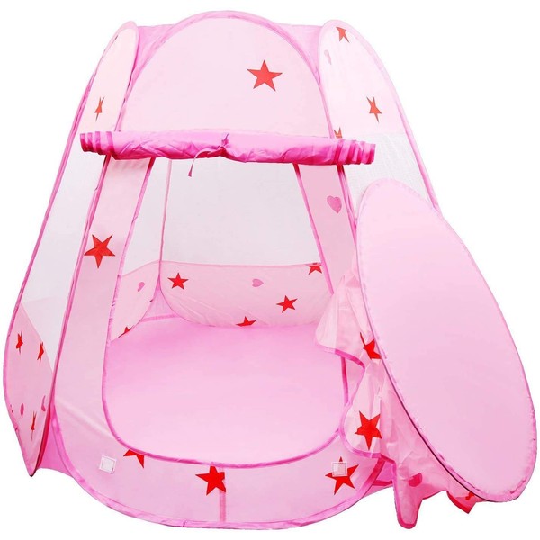 Tech Traders ® Princess Pop Up Playhouse, Play Tent, Play Tent Castle Foldable Popup Balls House for Baby Toddler Girls (Pink,47 * 35 Inch)