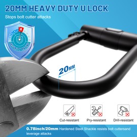 APECYC Bike Lock Heavy Duty Anti Theft U Lock with 4FT Cable for Bicycle