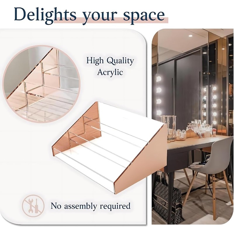 Moosy Life ML31 Pink Gold Acrylic Perfume Display Rack, 3