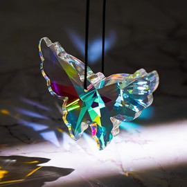 Hanging Butterfly Prism Suncatcher Butterfly Crystal Sun Catcher Glass Butterflies Ornaments Rainbow Maker for Indoor Room Window Home Garden Car Decor House Warming Gift