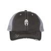 One Size Black/Grey Trucker Spartan Warrior Helmet Embroidered Distressed Trucker