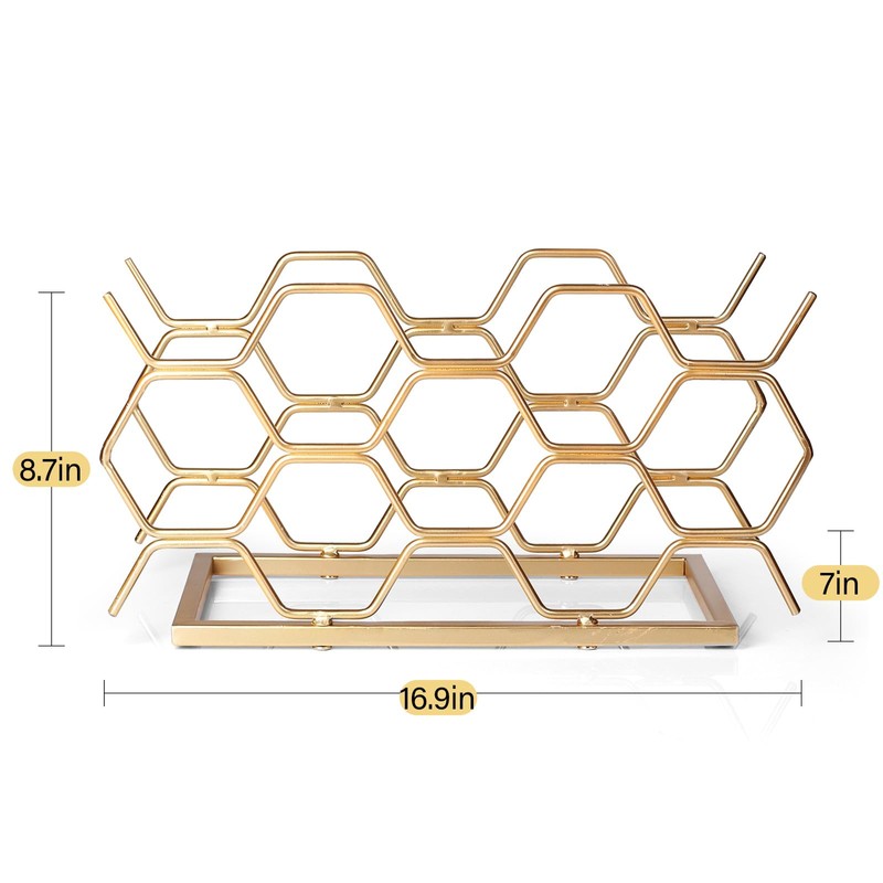 Drincarier Countertop Wine Rack - 10 Bottle Freestanding Modern Gold