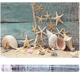 3D Effect Adhesive Seashell Starfish Poster for Aquarium Fish Tank Decoration (L)