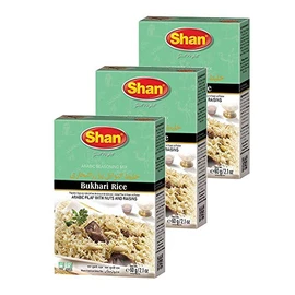 Shan Bukhari Rice Arabic Seasoning Mix 2.11 oz (60g) - Spice Powder for Arabic Pilaf with Nuts & Raisins - Suitable for Vegetarians - Airtight Bag in a Box (Pack of 3)