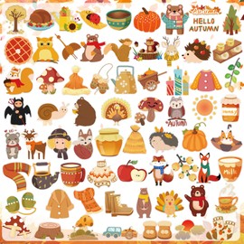 140Pcs Fall Temporary Tattoos for Kids Thanksgiving Autumn Individual Tattoo Stickers for Boys Girls Themed Party Decoration Favors Goodie Bag Stuffers