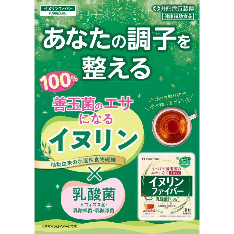 井藤漢方製薬 イヌリンサプリメント【イヌリンファイバー乳酸菌PLUS 30日分】