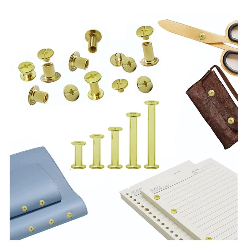 Wanfoou 100 Sets Binding Chicago Screws,5 Size Screw Posts Bookbinding