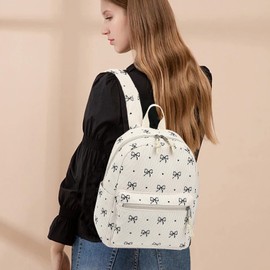 Corduroy Mini Backpack Purse Fashion Small Backpack Casual Daypack for Women Girls School Travel (Bow Tie)