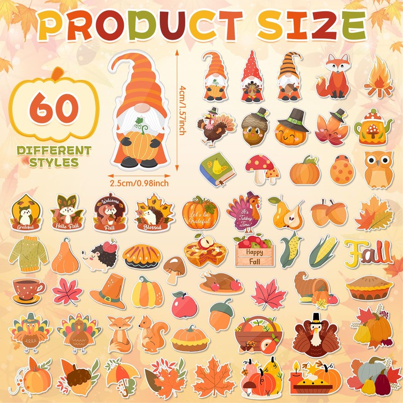 Suncalla 60 Pcs Fall Pins Bulk Acrylic Lapel Pins Pumpkin