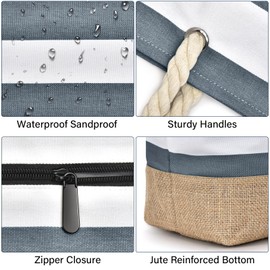 Becokan Beach Bags for Women Large Canvas Beach Tote Bag Beach Bags Waterproof Sandproof Swim Pool Bag Travel Essentials