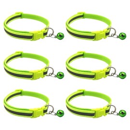 NAUZE 6Pieces Reflective Cat Collars Adjustable Cat Collars More Safety Quick Release Safety Buckle with Bell for Small Animal Outdoor Indoor (Green)