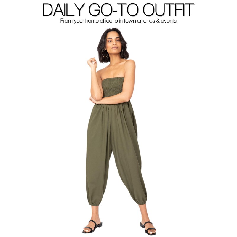 likemary 2 en 1 Algodón Harén Pantalones o Bandeau Jumpsuit,