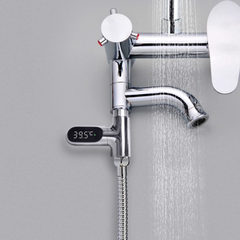 Bmocoen LED Display Shower Thermometer, Water Flow Self-Generating Shower Temperature