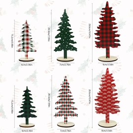 Pack of 6 Mini Christmas Tree, Small Christmas Tree, Mini Wooden Christmas Tree Decoration, Small Christmas Tree Table Decoration with Wooden Base, Christmas Table Decoration, Christmas Decoration