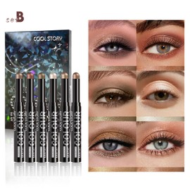 COOL STORY 6 Pcs Cream Eyeshadow Stick Brightener Eyeshadow Pencil Highlighter Eye Shadow (B)